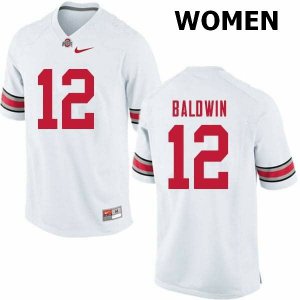 Women's Ohio State Buckeyes #12 Matthew Baldwin White Nike NCAA College Football Jersey May HVX4744NH